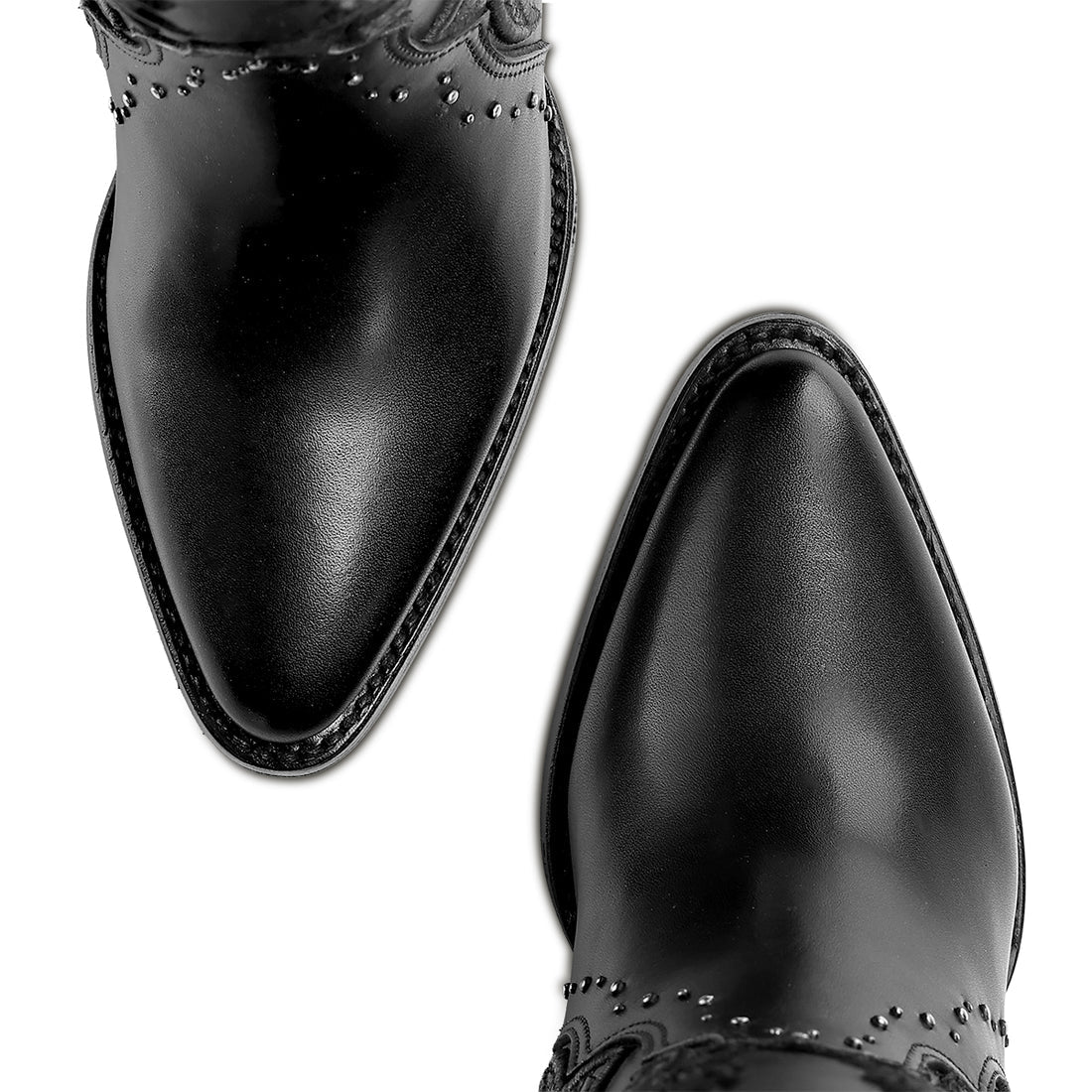 Cuadra Women’s Black Embroidery & Zipper Pointed Toe CC337