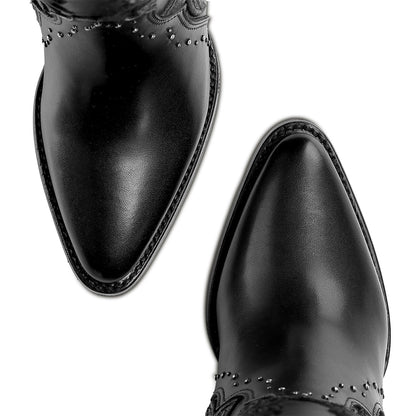Cuadra Women’s Black Embroidery & Zipper Pointed Toe CC337