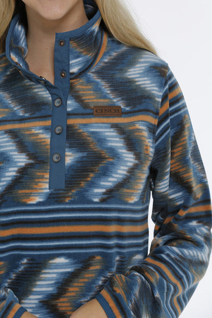 Cinch Ladies Teal Printed Fleece Pullover