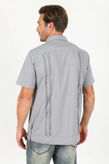 Platini Men’s Modern Gray Guayabera Shirt GUS9343