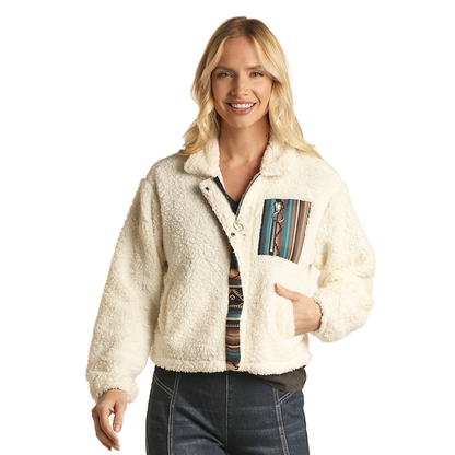 Panhandle Ladies Zip-up Off White Sherpa Jacket