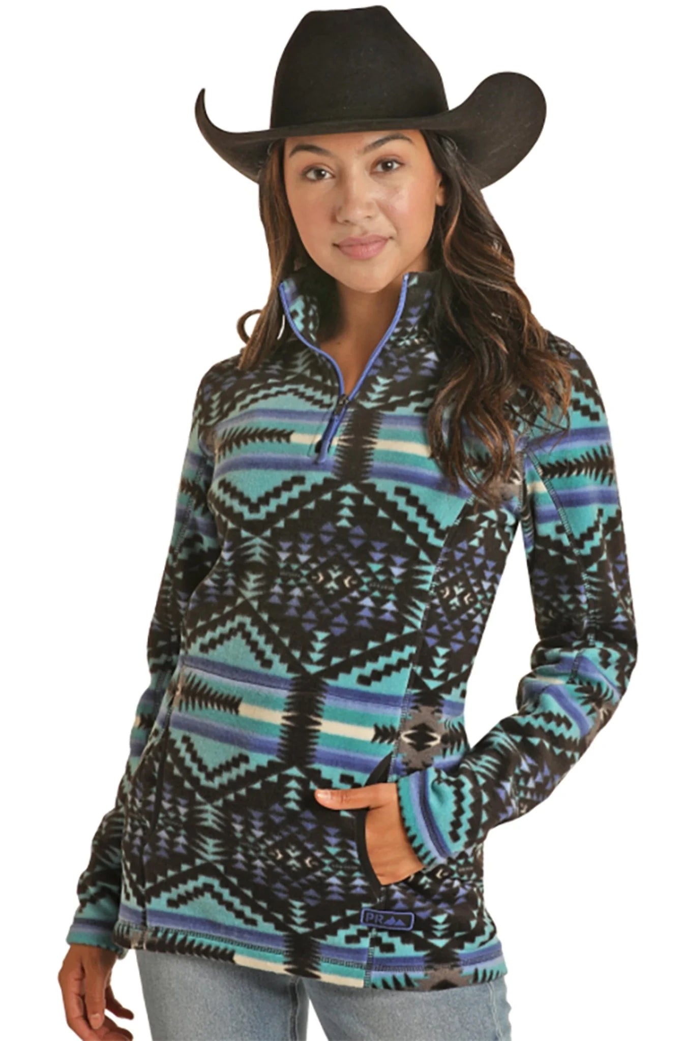 Powder River Ladies Aztec Fleece Black Pullover Jacket