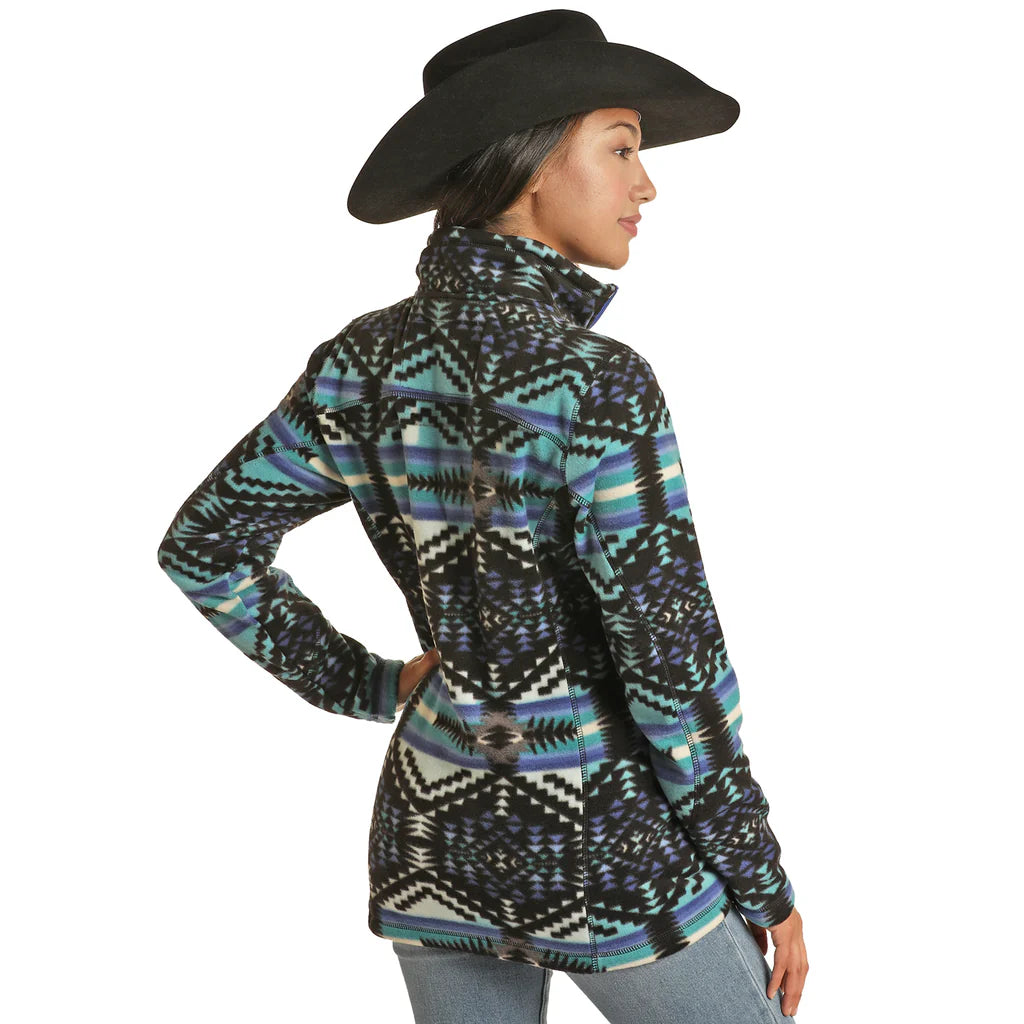 Powder River Ladies Aztec Fleece Black Pullover Jacket