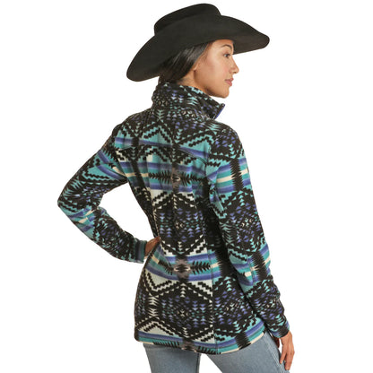 Powder River Ladies Aztec Fleece Black Pullover Jacket