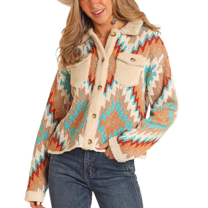 Rock & Roll Aztec Button Up Women's Sweater