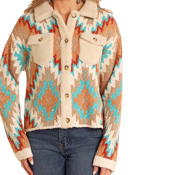 Rock & Roll Aztec Button Up Women's Sweater