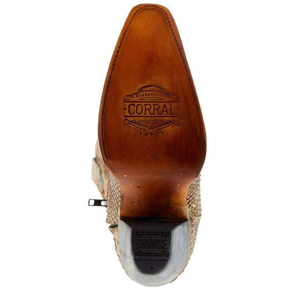 Corral Ladies Honey Python Snip Toe Boots A4295