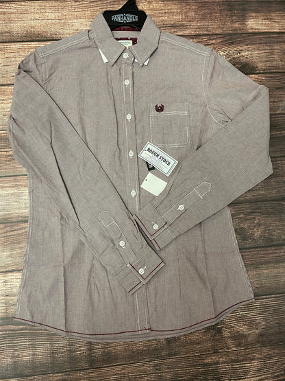 Panhandle Long Sleeve Button Up Shirt Burgundy