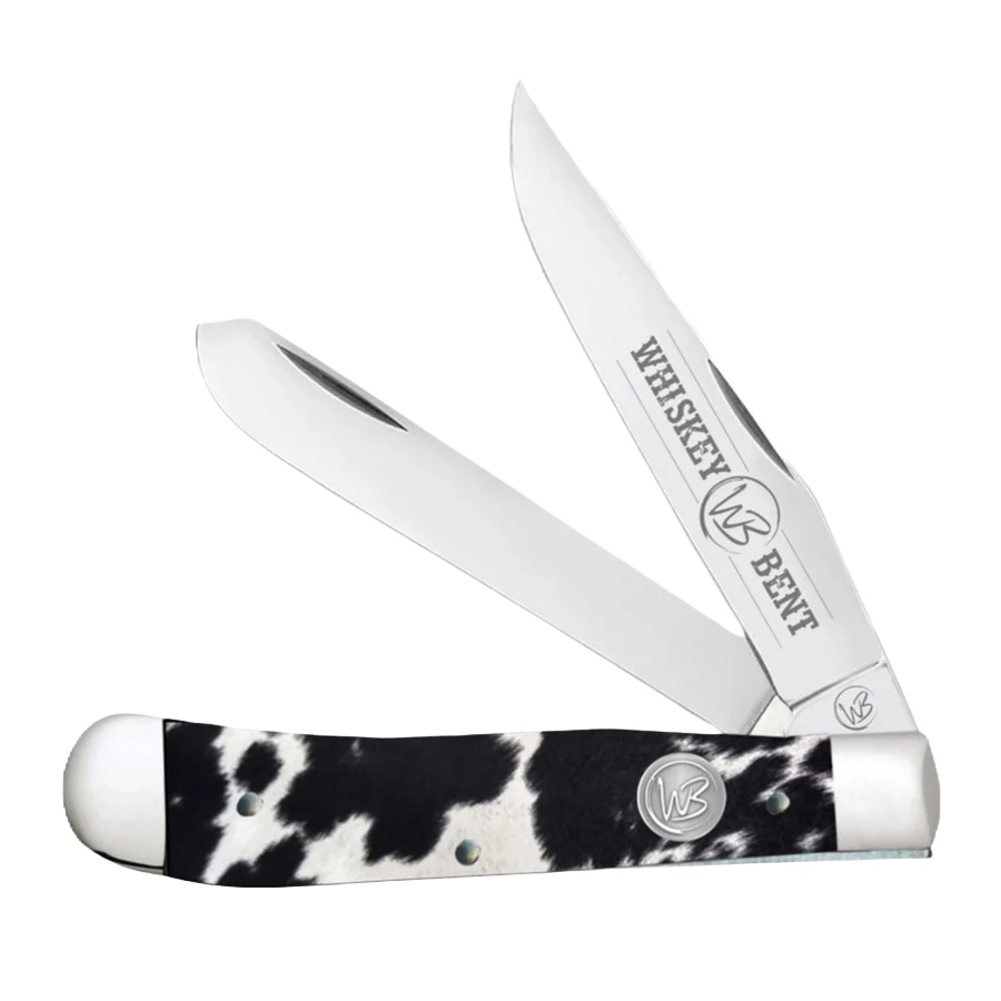 Whiskey Bent Cowhide Trapper Black Pocket Knife WB11-05