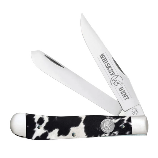 Whiskey Bent Cowhide Trapper Black Pocket Knife WB11-05