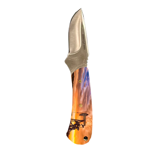Whiskey Bent Pump Jack Sunrise Mini Skinner Knife WB44-12