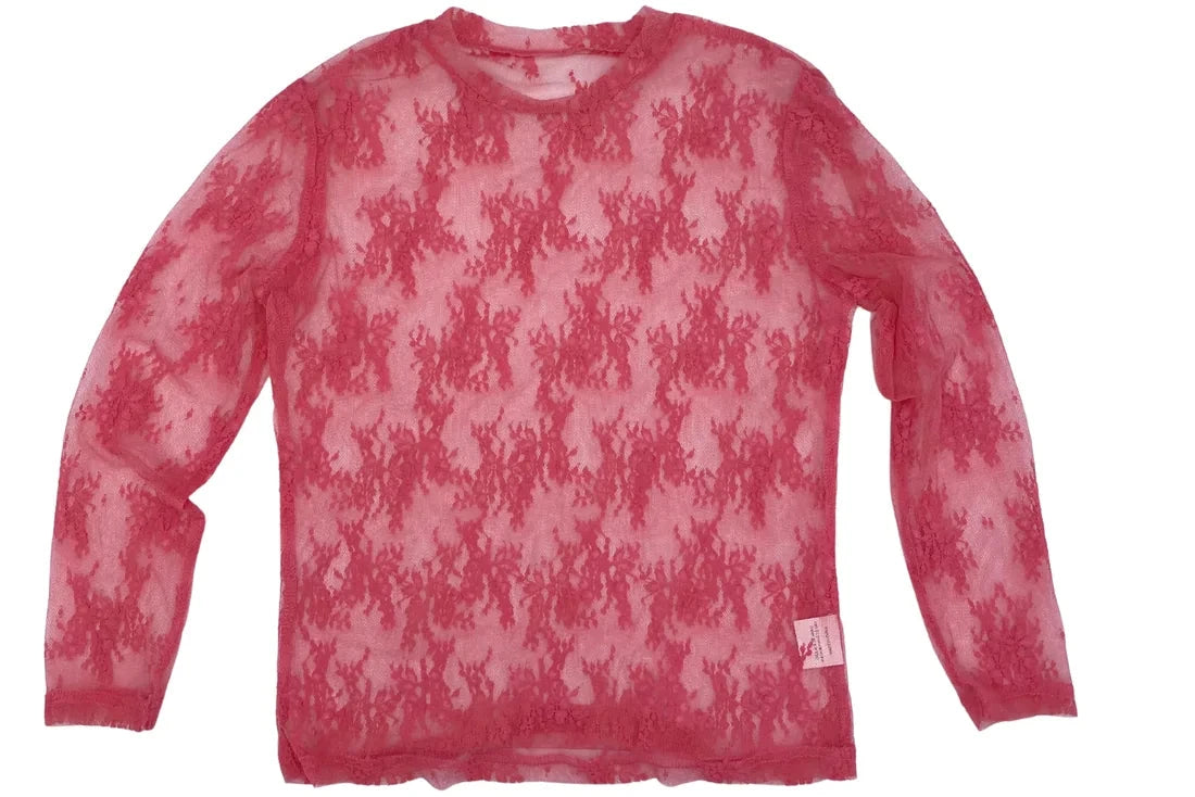 The Twisted Filly Neon Pink Lace Toddler LS Top
