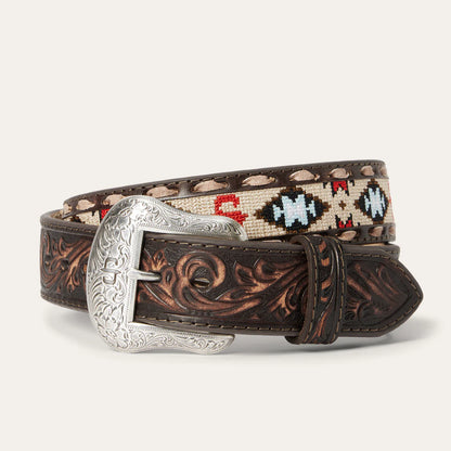 Stetson Men’s Embroidered Tooled Tab Belt 9912500-203