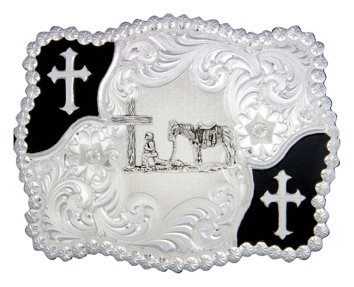 Montana Silversmiths Christian Cowboy Scallop Cross Buckle 3611-731M