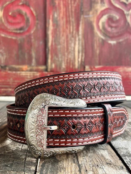 Ranger Belt Co Mens Hand Tooled Leather Western Concho Belt IB1008C
