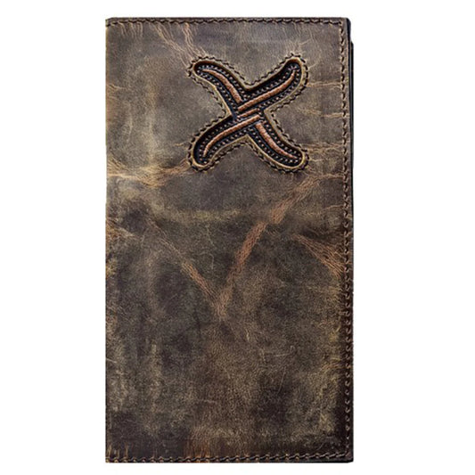 Twisted X Distressed Bomber Brown Checkbook XH-242