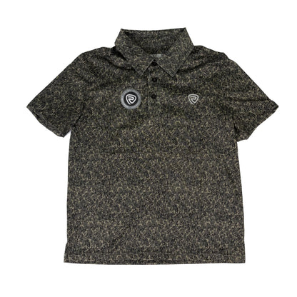 Rock and Roll Boys Short Sleeve Dark Green Camo Printed Polo BB51T08739