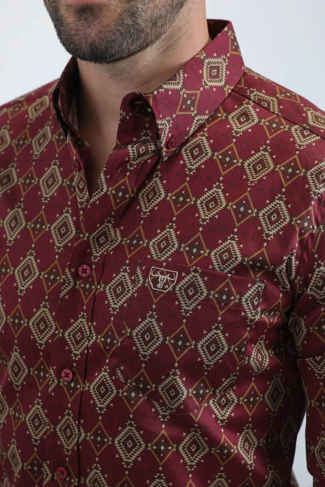 Platini Mens Satin Cotton/Spandex Modern Fit LS Burgundy Shirt CWL11063