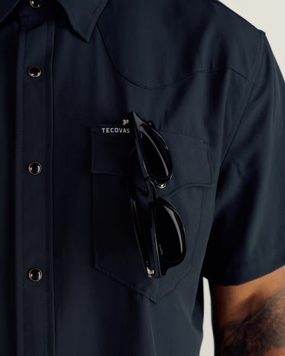 Tecovas Men's Performance Western Short Sleeve Black Pearl Snap M40364BLK