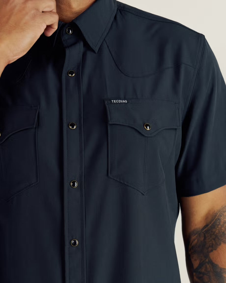 Tecovas Men's Performance Western Short Sleeve Black Pearl Snap M40364BLK