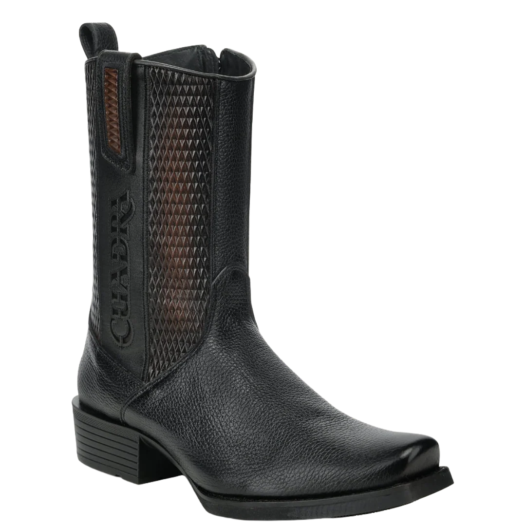 Cuadra Men's Black Deer & Bovine Leather Narrow Square Toe Dubai Boot CC297