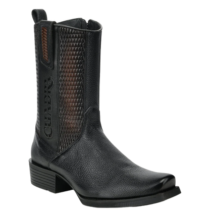 Cuadra Men's Black Deer & Bovine Leather Narrow Square Toe Dubai Boot CC297