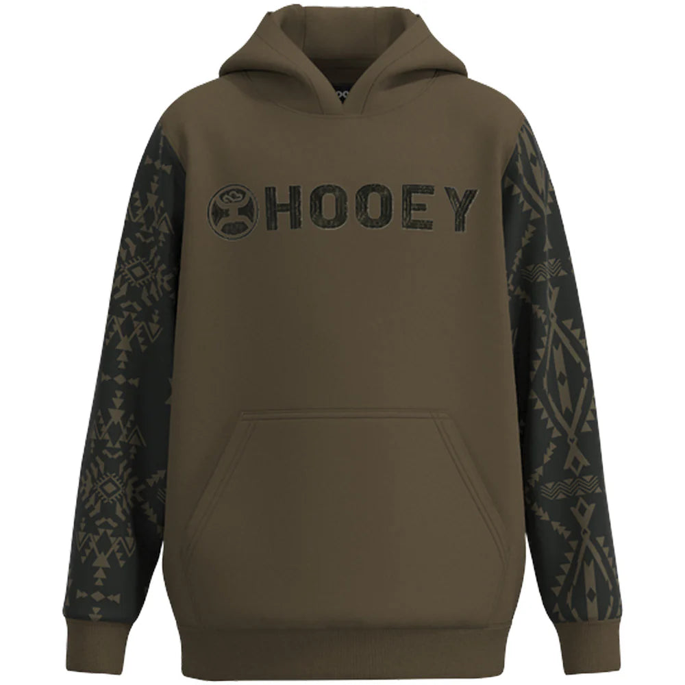 Hooey Youth "Legendary Hoody" Brown W/Aztec On Sleeves HH1333BRAZ-Y