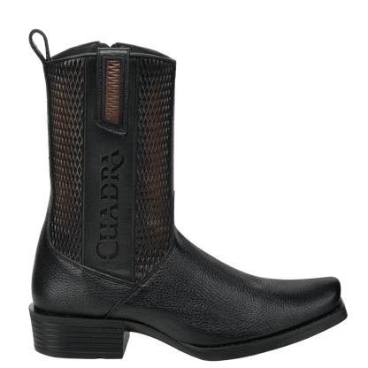 Cuadra Men's Black Deer & Bovine Leather Narrow Square Toe Dubai Boot CC297