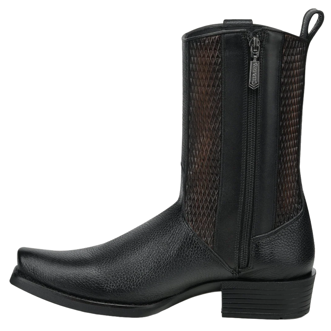 Cuadra Men's Black Deer & Bovine Leather Narrow Square Toe Dubai Boot CC297