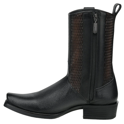 Cuadra Men's Black Deer & Bovine Leather Narrow Square Toe Dubai Boot CC297