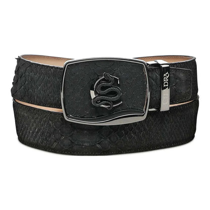 Cuadra Men's Python Nubuck Black Leather Belt BC483