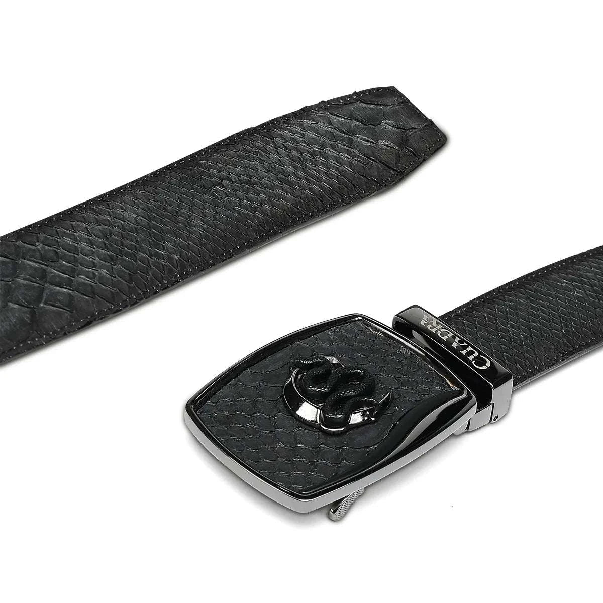 Cuadra Men's Python Nubuck Black Leather Belt BC483