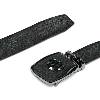 Cuadra Men's Python Nubuck Black Leather Belt BC483