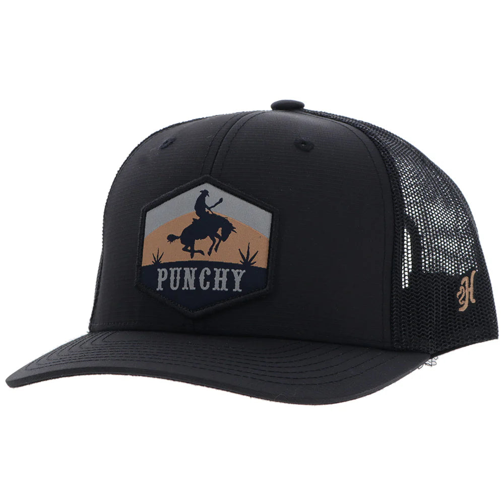 HOOEY "RANCHERO" PUNCHY HAT BLACK W/MULTI COLOR PATCH