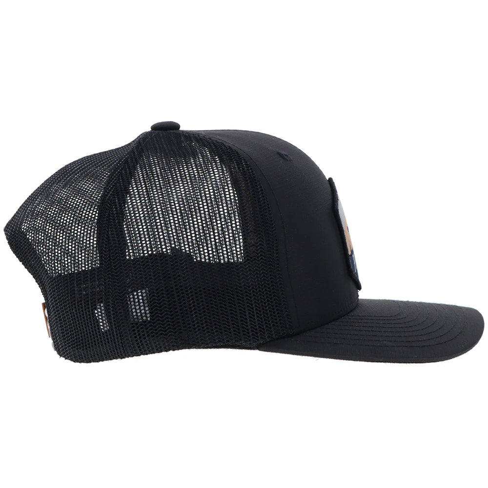 HOOEY "RANCHERO" PUNCHY HAT BLACK W/MULTI COLOR PATCH