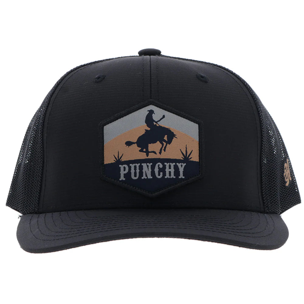 HOOEY "RANCHERO" PUNCHY HAT BLACK W/MULTI COLOR PATCH