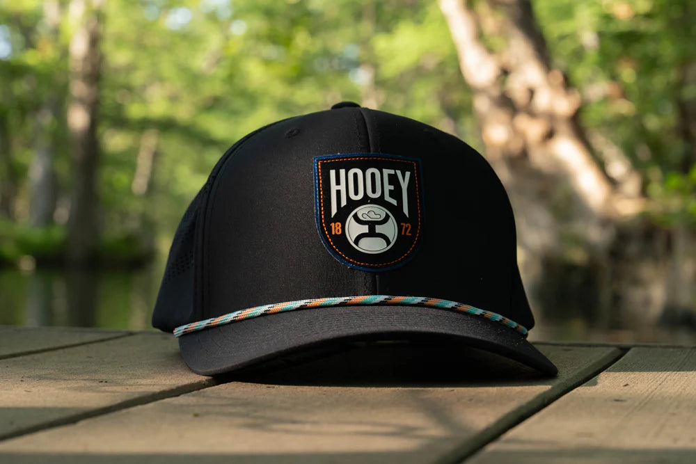 HOOEY "BRONX" HOOEY HAT BLACK W/BLACK/WHITE/TEAL PATCH