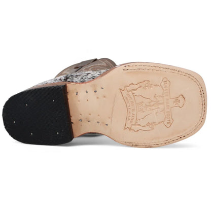 Tanner Mark Kids Leather Square Toe Boots Cow Hair Brown TMK205322