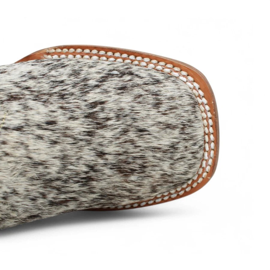 Tanner Mark Kids Leather Square Toe Boots Cow Hair Brown TMK205322