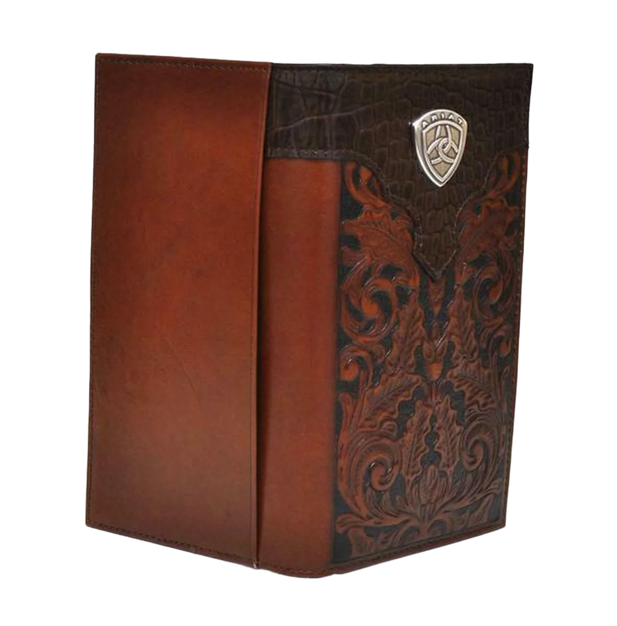 Ariat Western Rodeo Checkbook Wallet Oak Embossed Faux Gator Print A3516208