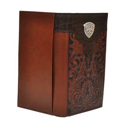 Ariat Western Rodeo Checkbook Wallet Oak Embossed Faux Gator Print A3516208