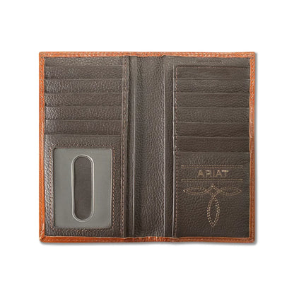 Ariat Brown Rodeo Style Wallet Calf Hair Body with Floral Overlay A3564302