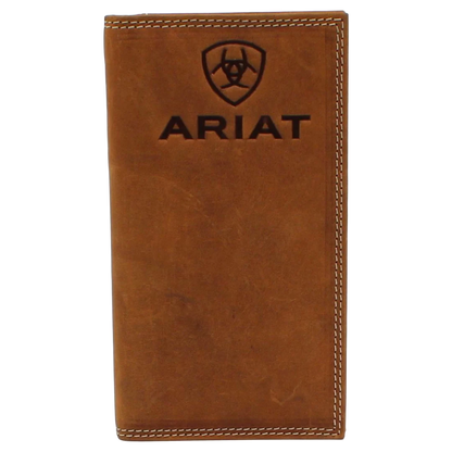 Ariat Men's Tan Embossed Logo Checkbook Rodeo Wallet A3548044