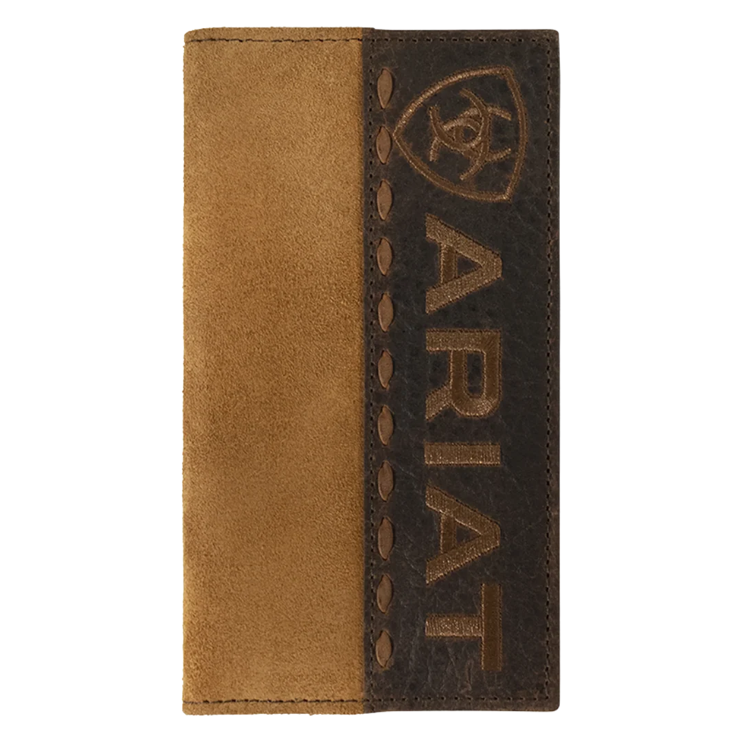 Ariat Men's Tan Roughout Rodeo Style Leather Wallet A3560808