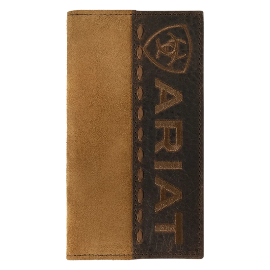Ariat Men's Tan Roughout Rodeo Style Leather Wallet A3560808