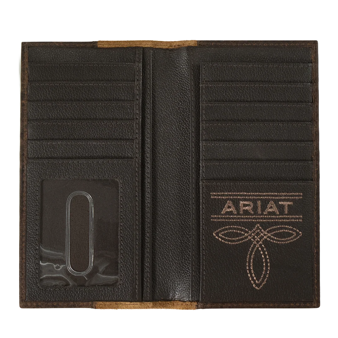 Ariat Men's Tan Roughout Rodeo Style Leather Wallet A3560808