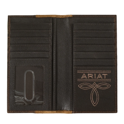 Ariat Men's Tan Roughout Rodeo Style Leather Wallet A3560808