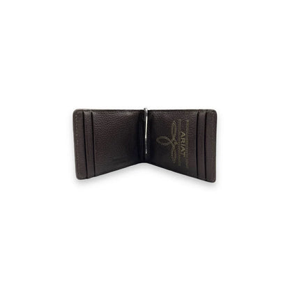 Ariat Mens Calf Hair Basket Weave Bifold Money Clip Natural A3561948
