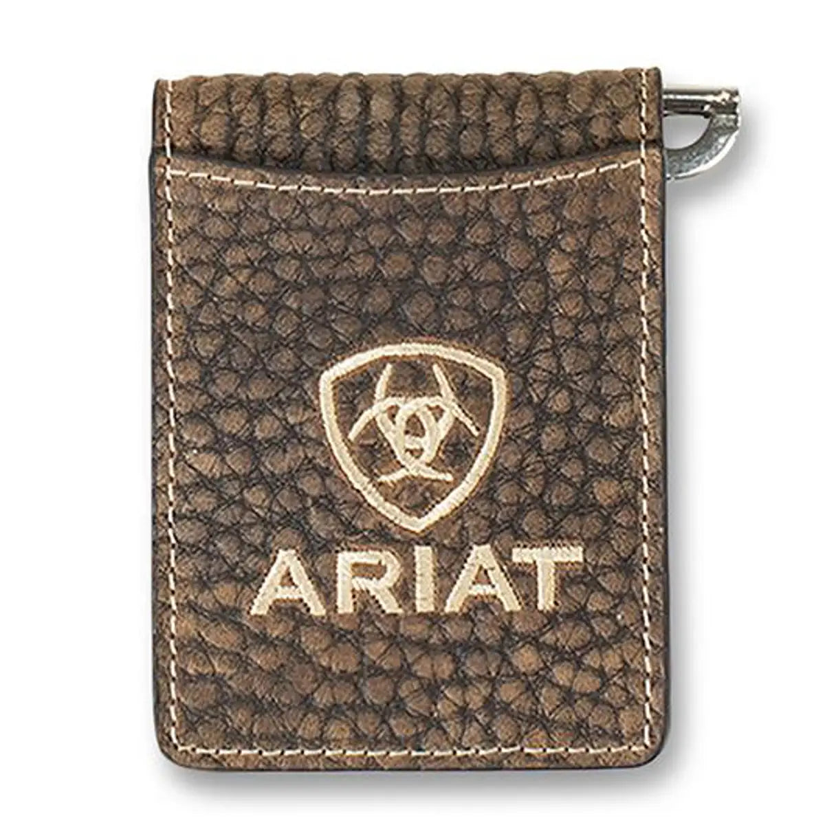 Ariat Mens Money Clip Bull Hide Ariat Logo Brown A3557902