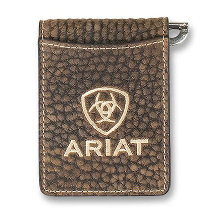 Ariat Mens Money Clip Bull Hide Ariat Logo Brown A3557902
